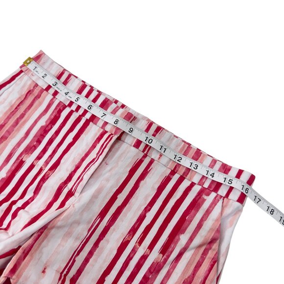 Crown & Ivy Womens Scallop Hem Striped Shorts Size 4 Pink & White Cotton Blend - Picture 5 of 11